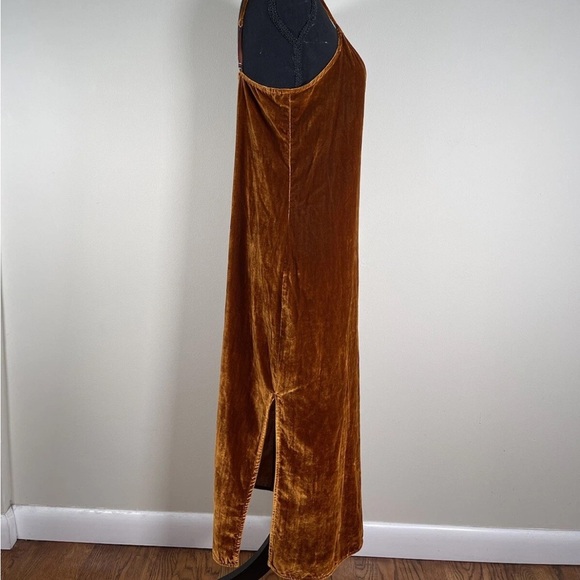 Velvet Velour MIDI Slip Dress Slit Burnt Orange NEW NWT Medium 7 For All Mankind - Picture 5 of 10